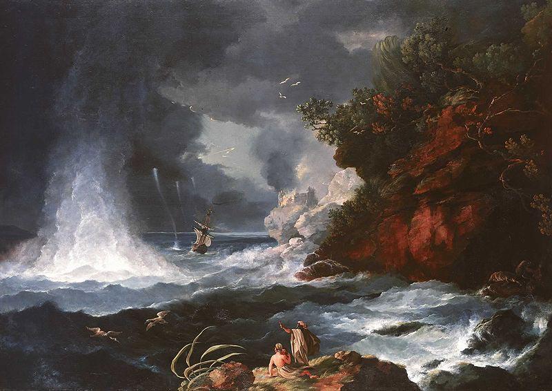 William Hodges A View of Cape Stephens in Cook's Straits with Waterspout, 1776 oil painting image
